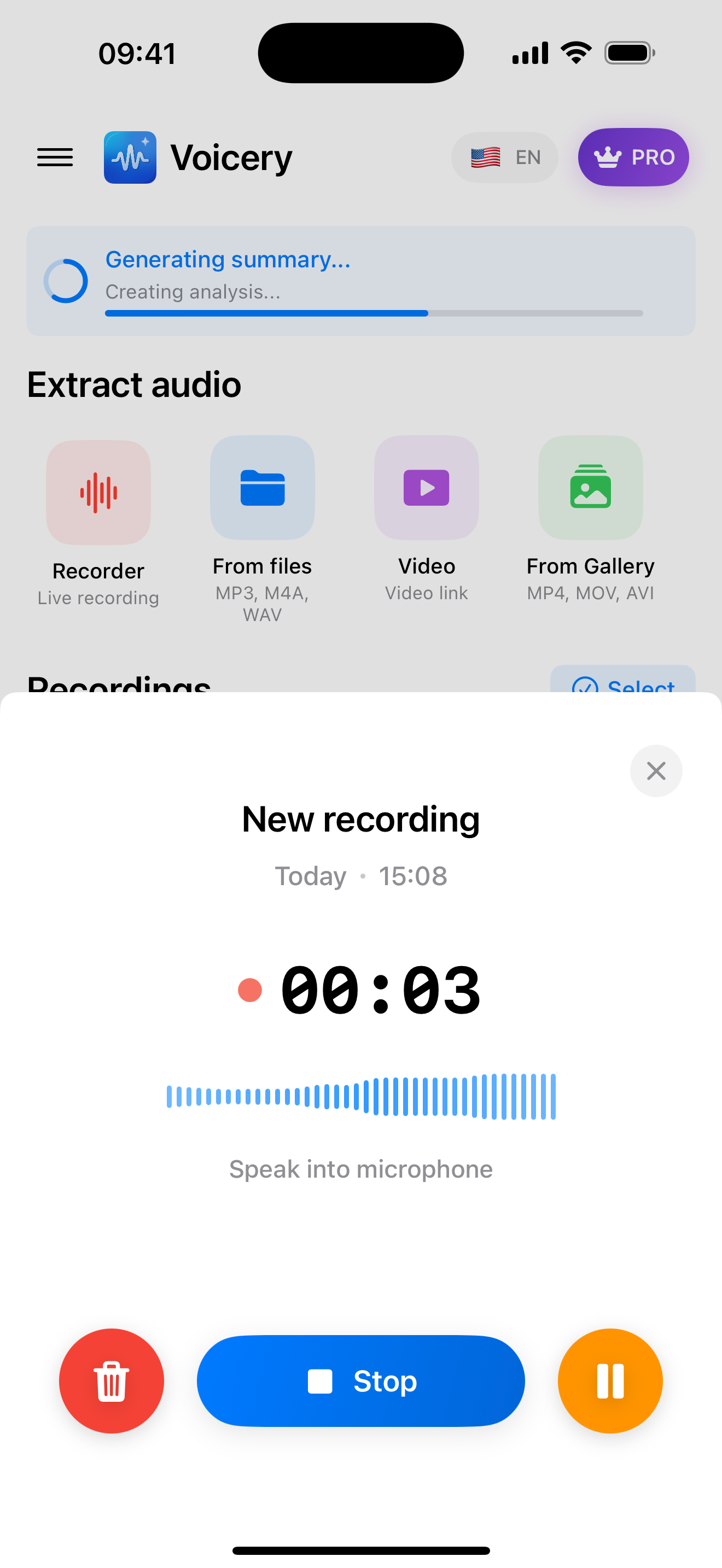 Voicery AI Recording Interface